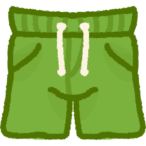 green swim trunks with pockets and two white strings